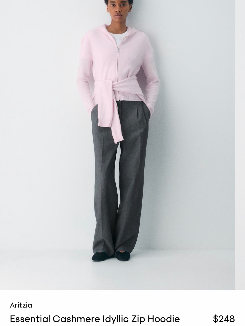 Aritzia limited edition Light Pink Cashmere Zip Hoodie